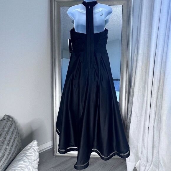 NICOLE MILLER NEW YORK High-Low Black Lace And Satin Dress 8 - Picture 8 of 12